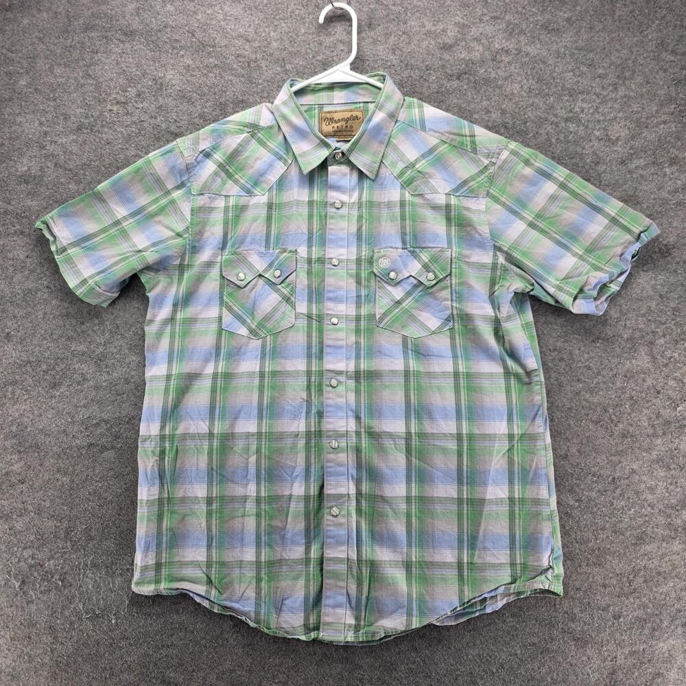 Wrangler Shirt Mens XL Multicolor Plaid Short Sleeve Snap Button Up Western